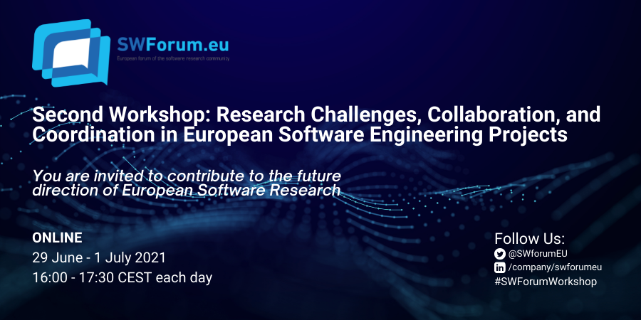 Free online workshop: Research Challenges, Collaboration, and Coordination in European Software Engineering Projects, 29 June - 1 July